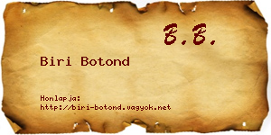 Biri Botond névjegykártya